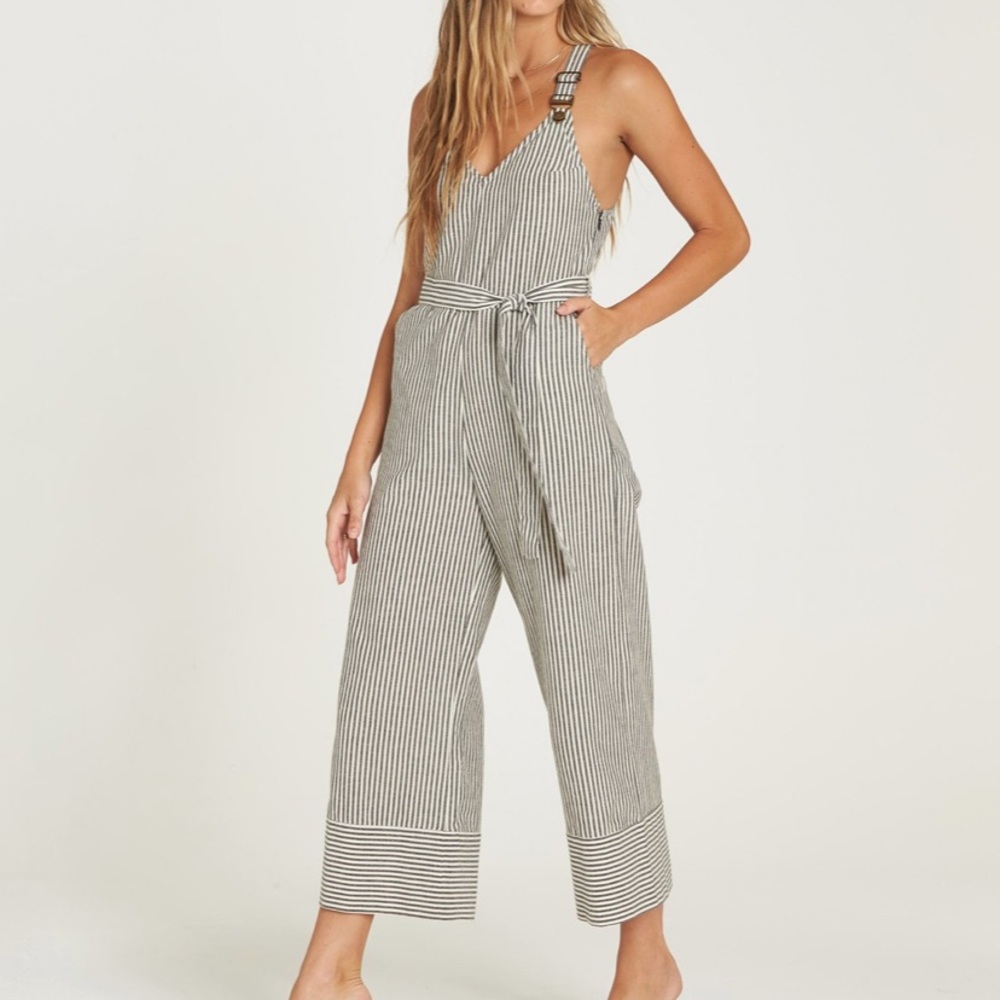 Billabong stripped wide leg overalls